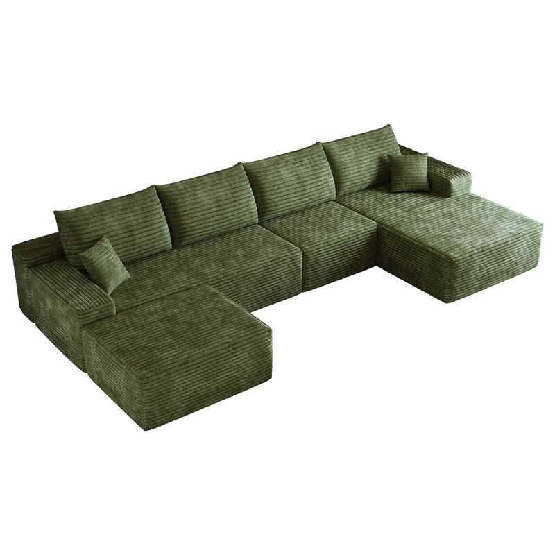 135-in Casual Green 4 -seater Right Reclining Sectional - 8' x 10'