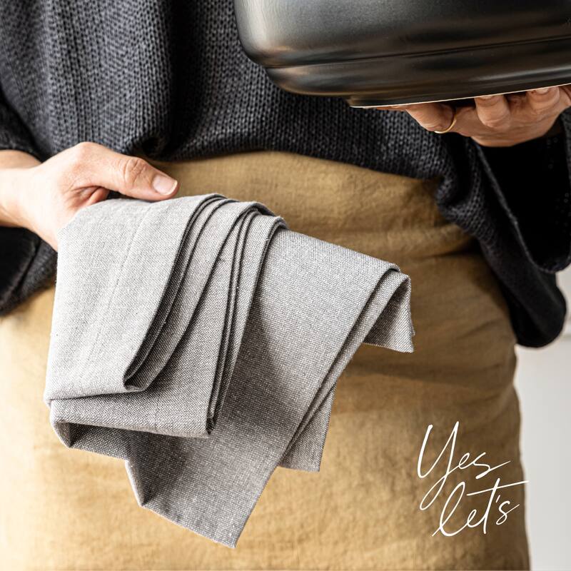 over&back Woven Chambray Cotton Cloth Napkins - Machine Washable (Set of 4)