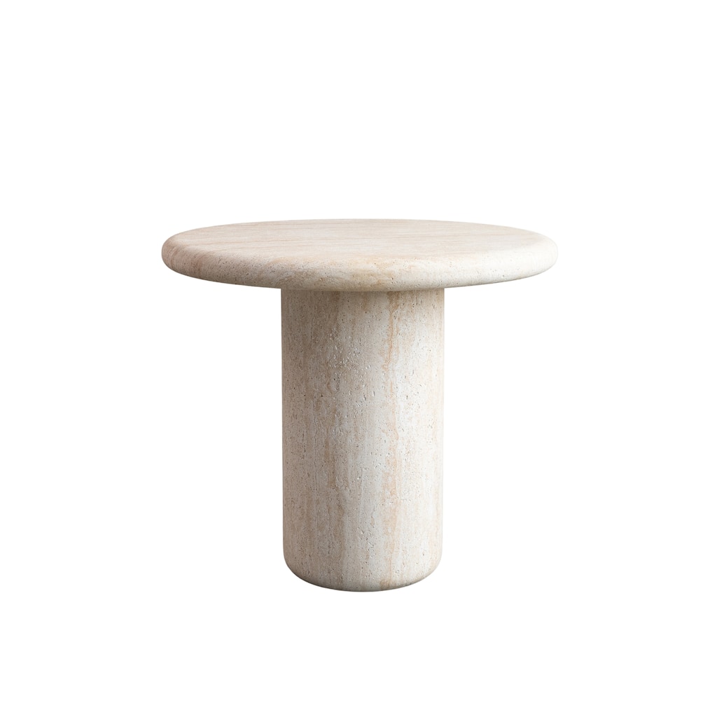 Indoor/Outdoor Concrete Table, Natural Travertine Color - 33.5"L x 33.5"W x 29.9"H