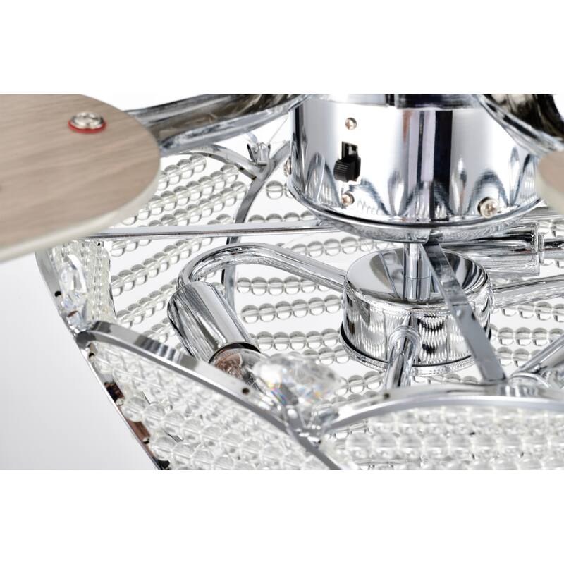 Araceli 52 Inch Crystal Chrome Polish Ceiling Fan 3 Light with Remote