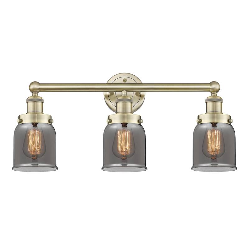 Innovations Lighting 616-3W-10-25 Bell Vanity Bell 3 Light 25" Wide - Antique Brass / Plated Smoke / Multi-Colored