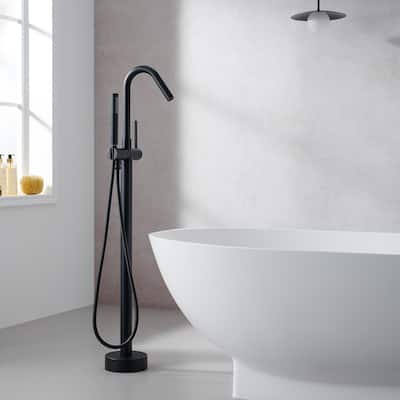Marina Single Lever Handle Freestanding Floor Mounted Tub Filler with Handshower