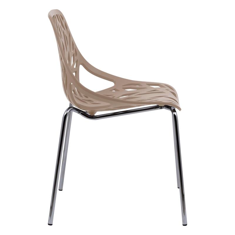 Asbury Stackable Dining Chair with Chrome Legs Side Chair with Modern Cut-Out Design Backrest