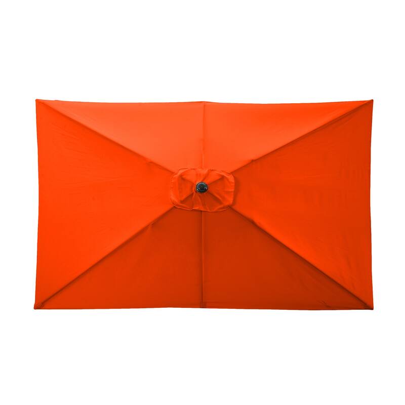 Rectangular Patio Umbrella - 10 Ft Easy Crank Sun Shade with Push Button Tilt by Pure Garden (Orange)