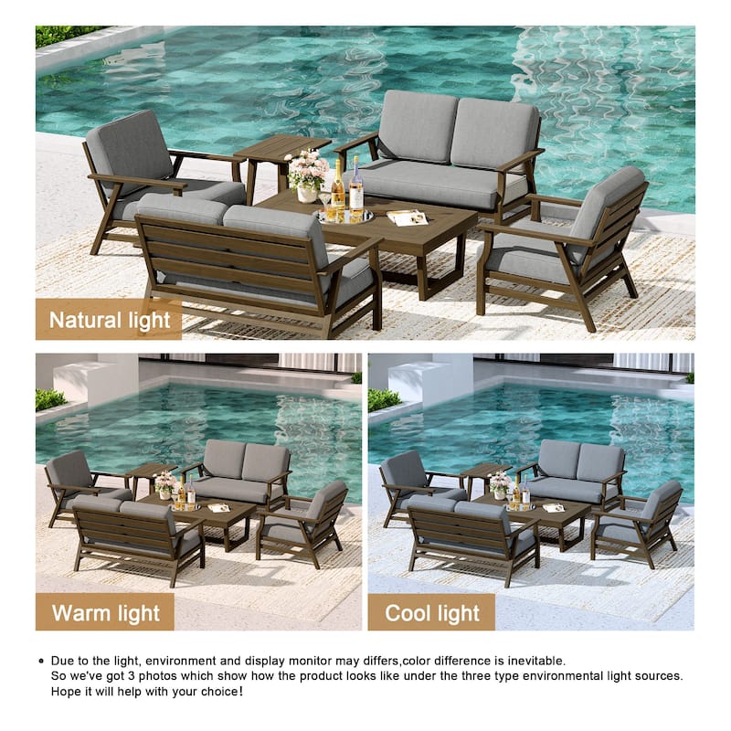 4-Piece Teak Outdoor Conversation Set With 2 Loveseats, Coffee Table & Side Table
