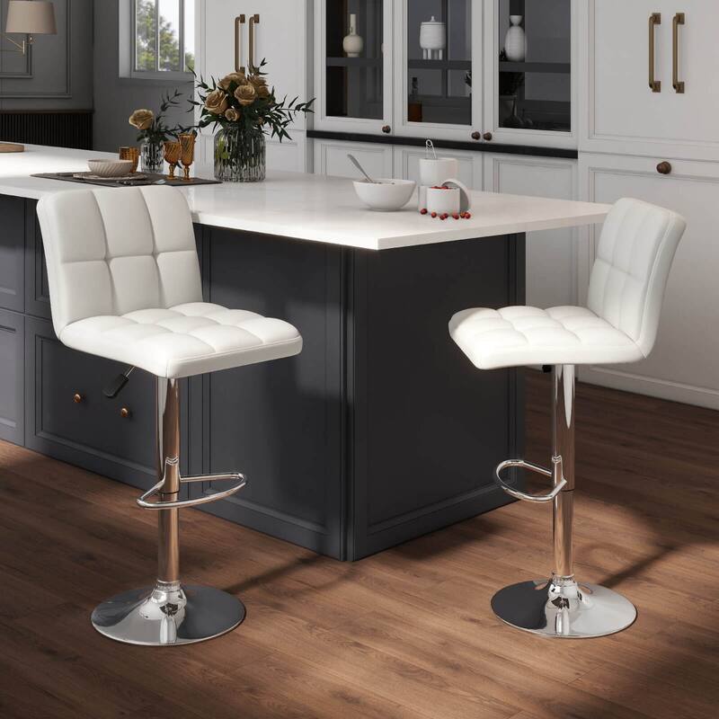 Costway Modern Swivel Bar Stools Set of 2 with Heavy-duty Metal Base & - See Details