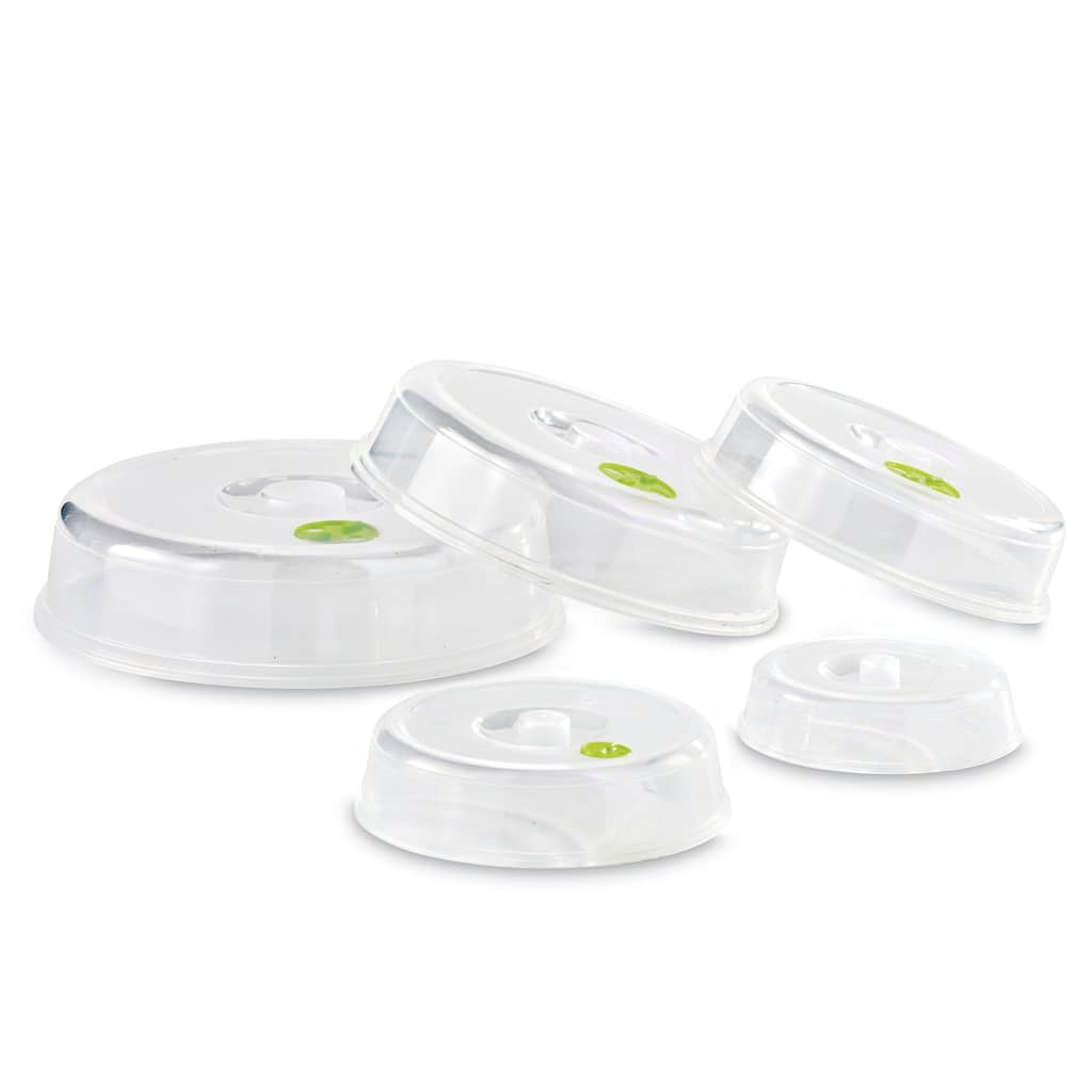 Nesting Microwave Plastic Plate Covers - Set of 5 - 8.880 x 8.800 x 2.500