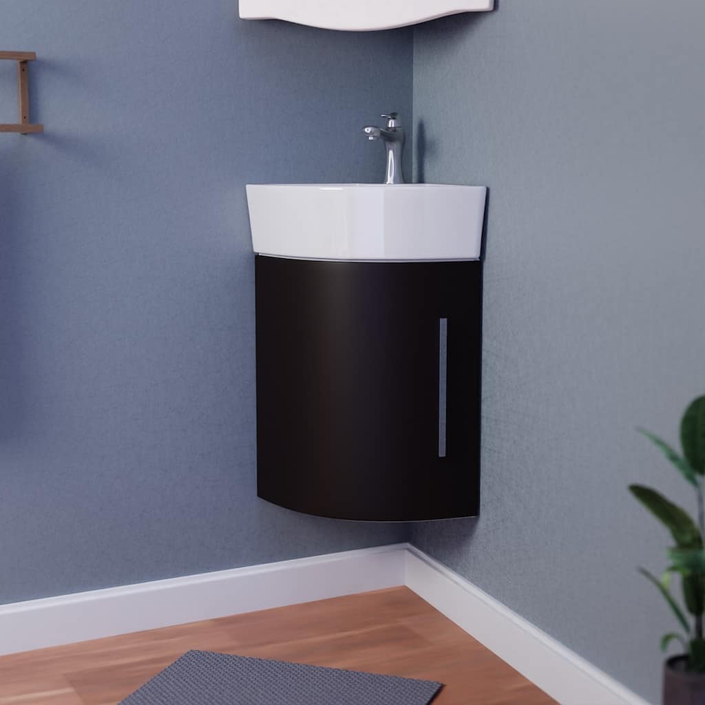 30" Myrtle White Corner Bathroom Vanity with Sink, Faucet and Drain