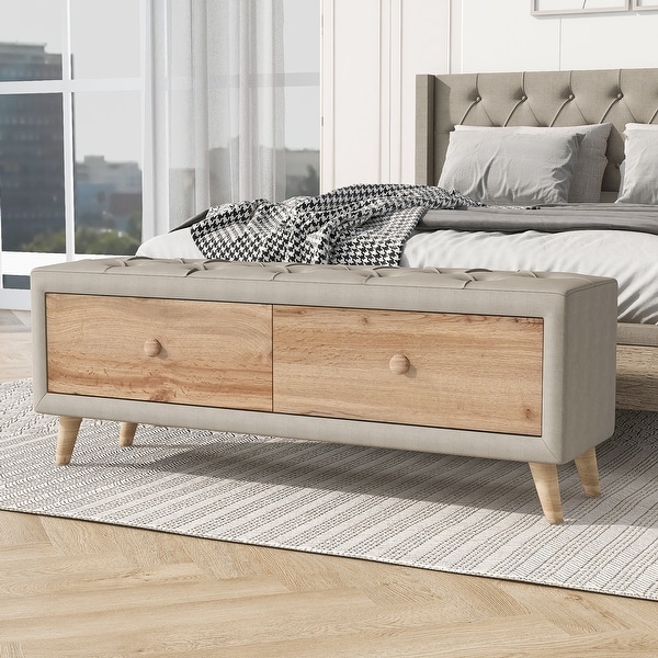 Oak ottoman outlet storage bench