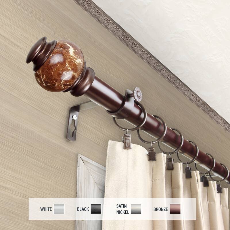 InStyleDesign Onyx 1 inch Diameter Adjustable Curtain Rod - 48 to 84 inches - Bronze