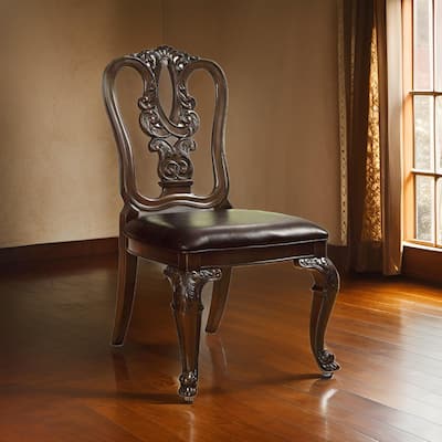 Bellagio Traditional Wooden Carving Side Chair, Set of 2