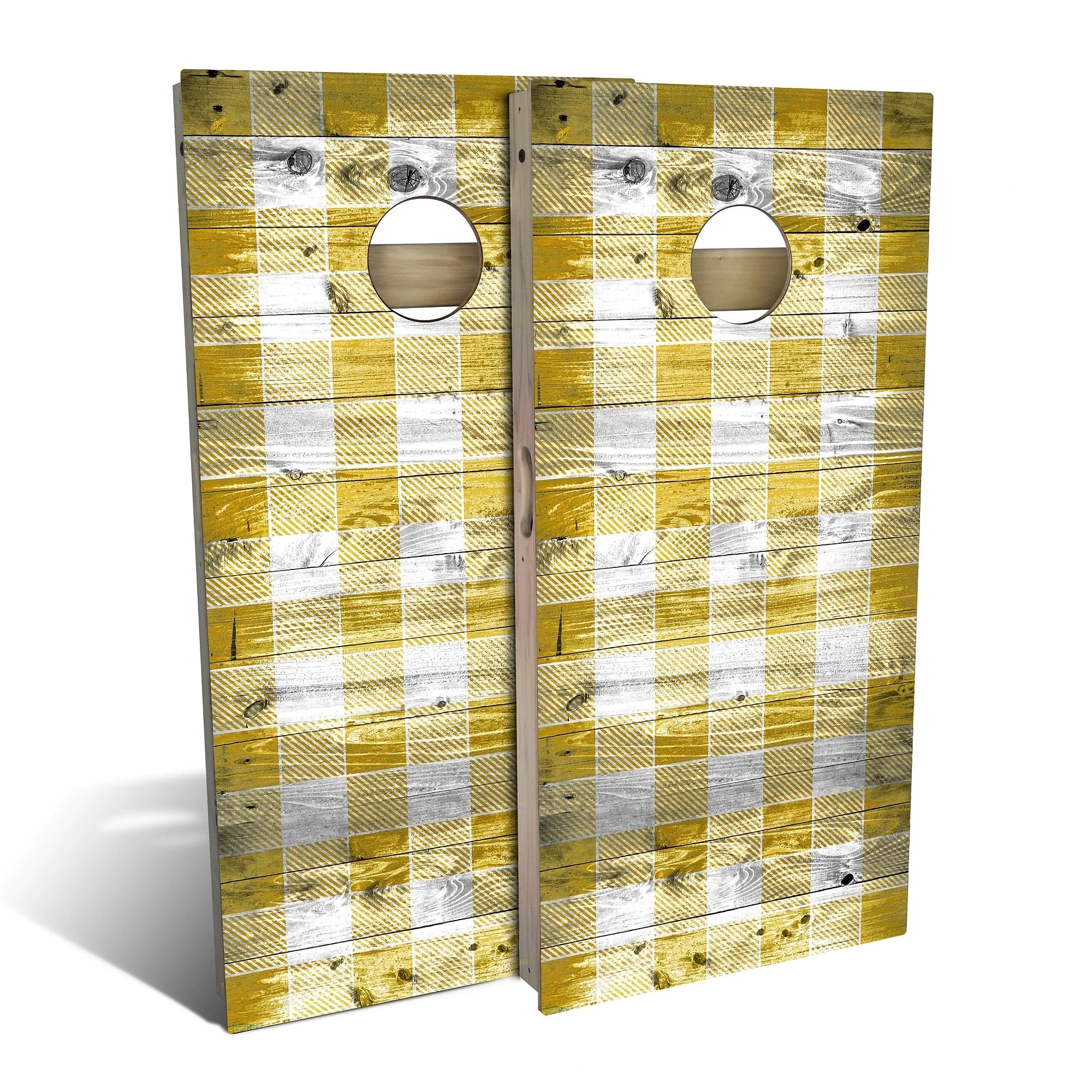 Yellow Checkered Outdoor Cornhole Board Set