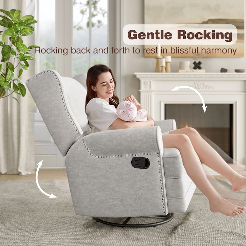 Swivel Recliner Chair with Extra Large Footrest, Grey