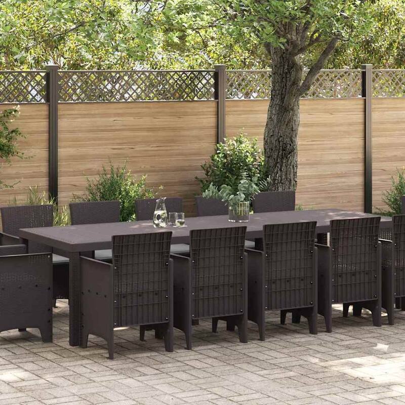 vidaXL Garden Dining Set 13 pcs Plastic - 39 x 118 x 29 - Brown/ Light gray