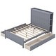 preview thumbnail 7 of 10, Full Storage Headboard Bed w/ 4 Drawers, Wood Platform Bed/ Space Saving Bed/ Grounded Trundle Bed for Small Living Spaces, Gray
