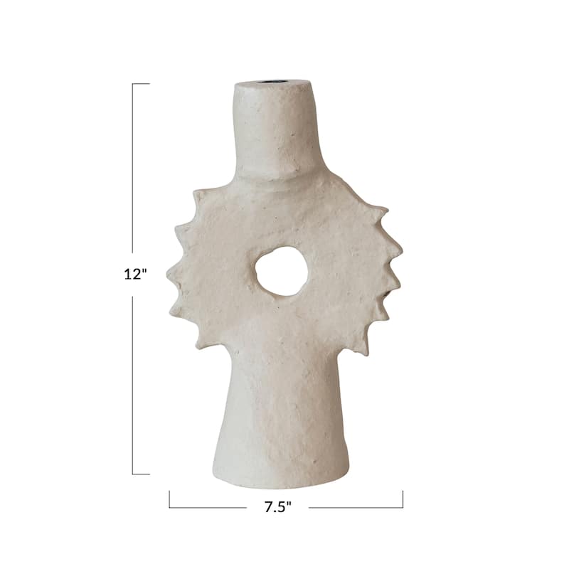 Handmade Paper Mache Spiked Taper Candle Holder - 7.5"L x 3.5"W x 12.0"H
