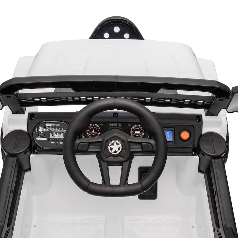 Kids' 12V Ride-On Truck with Early Education, LED Lights, and Music, Perfect Holiday Gift