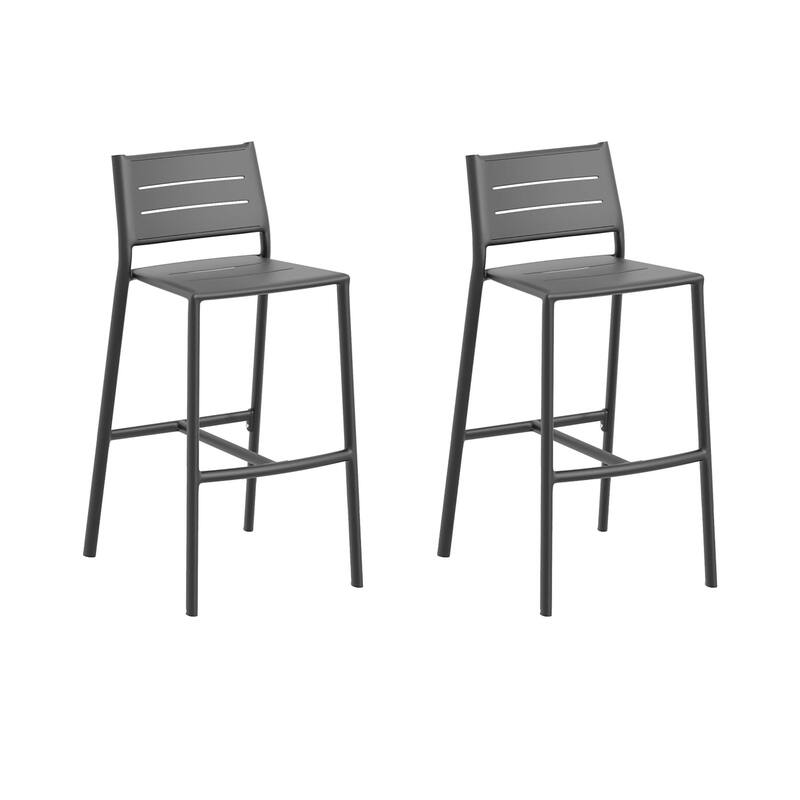 Eiland All Aluminum Bar Stool - Carbon Powder - Coated Aluminum Frame - 22.5"L X 20"W X 40.75"H - 22.5"L X 20"W X 40.75"H - Set of 2