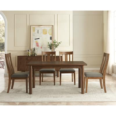 60" Rectangular Dining Table for 6 Person, Retro Wooden Kitchen Table with Solid Wood Legs for Home Kitchen Restaurant - Walnut