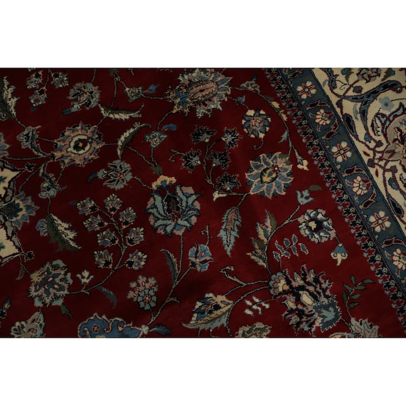 Hand Knotted Oriental 100% Wool Carpet Traditional Floral Red Sarouk Area Rug - 10' 6'' X 8' 0''