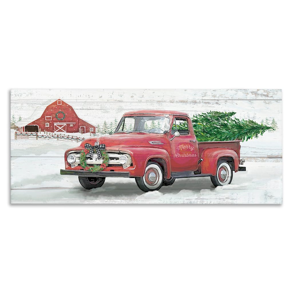 Stupell Christmas Truck on Snowy Farm Canvas Wall Art Design By Mollie B.