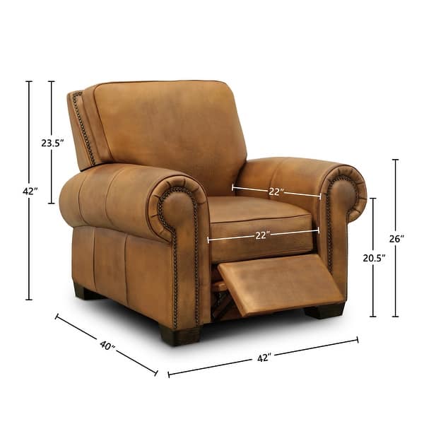 Valencia Top Grain Hand Antiqued Leather Traditional Recliner