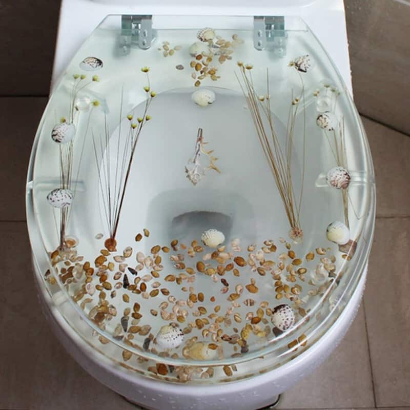 Transparent Resin Shell Polyresin Toilet Seat - Seashell