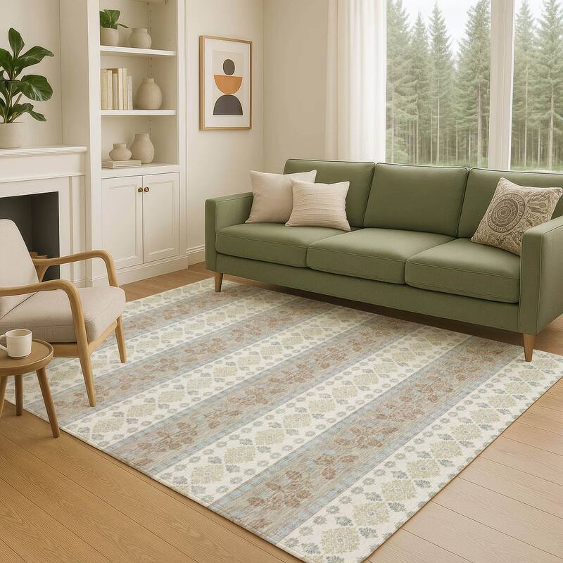 Machine Washable Indoor/ Outdoor Stripe Sochi Chantille Rug