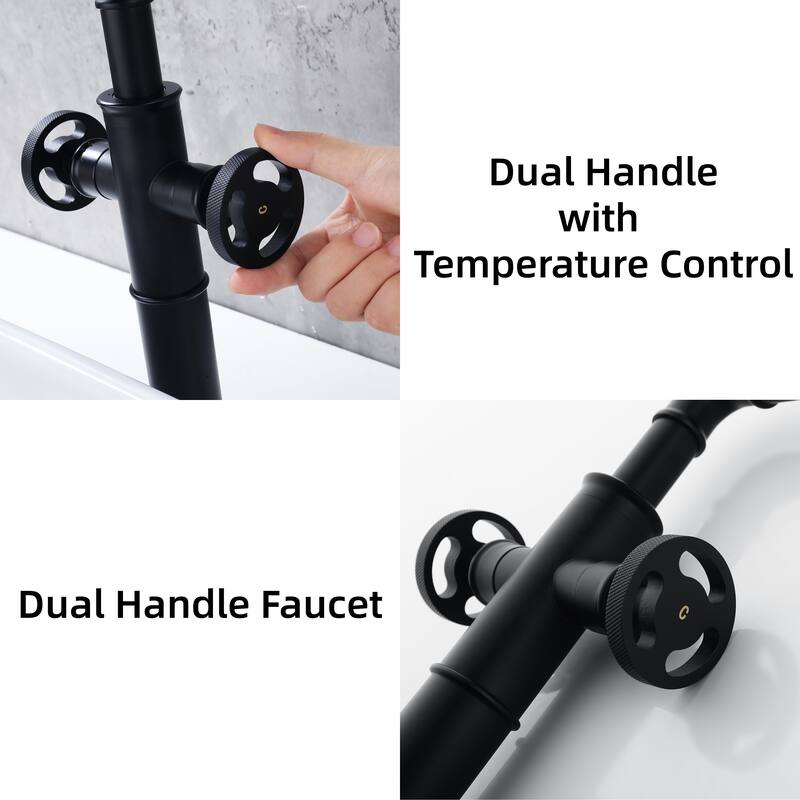 Modland Single Hole Bathroom Faucet with Dual Handle Deck Mounted Faucet 360° Swivel Spout