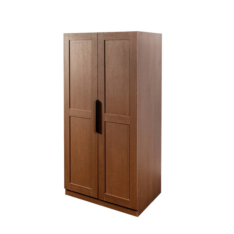 62.99in Kitchen Pantry Cabinet Walnut Freestanding Buffet Sideboard with Doors Shelves Living Room Dining Room