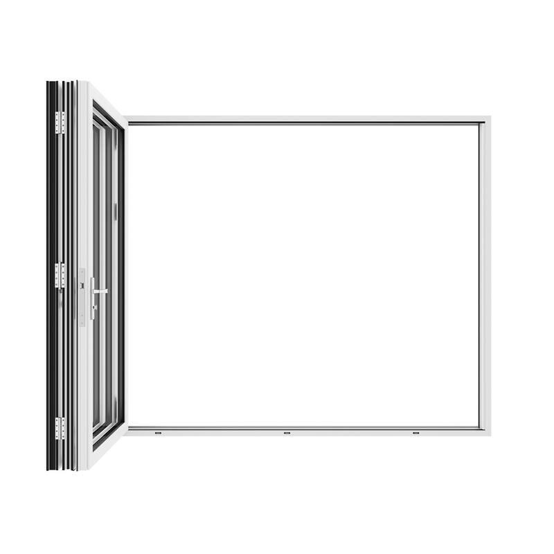 KaMic 108"×80" 3 Panels Aluminum Folding Door In White,Folded Out From Right To Left Model #: FD3PWH10880-RL