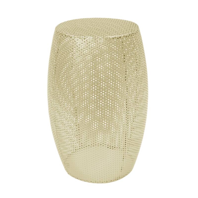 Anmytek Gold Perforated Drum Accent Table Side Table Extra Seating Modern Home Decor