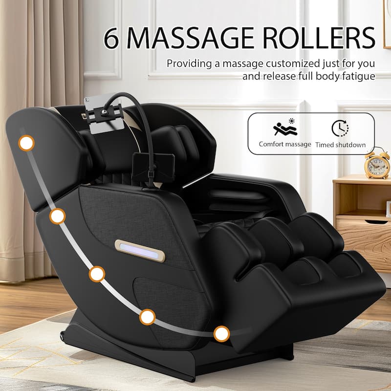 Luxury Zero Gravity Full-Body Massage Chair with Heating, Bluetooth Audio, and Foot Rollers - Home Relaxation Recliner