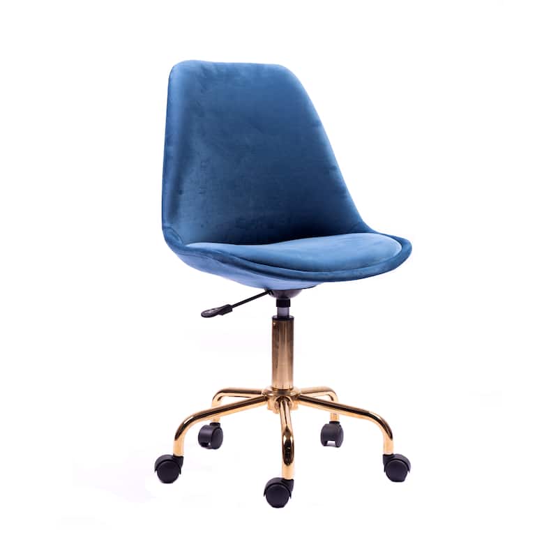 Porthos Home Ally Velvet Office Chair Gold Chrome Legs Gaslift Seat
