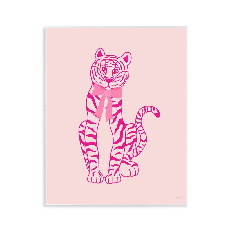 Stupell Mod Chic Tiger with Bow Wall Plaque Art Design By Natalie Carpentieri - 11 x 14