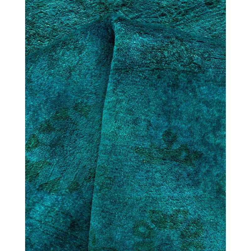 Overton Hand Knotted Wool Vintage Inspired Modern Contemporary Overdyed Blue Area Rug - 3' 3" x 5' 3"