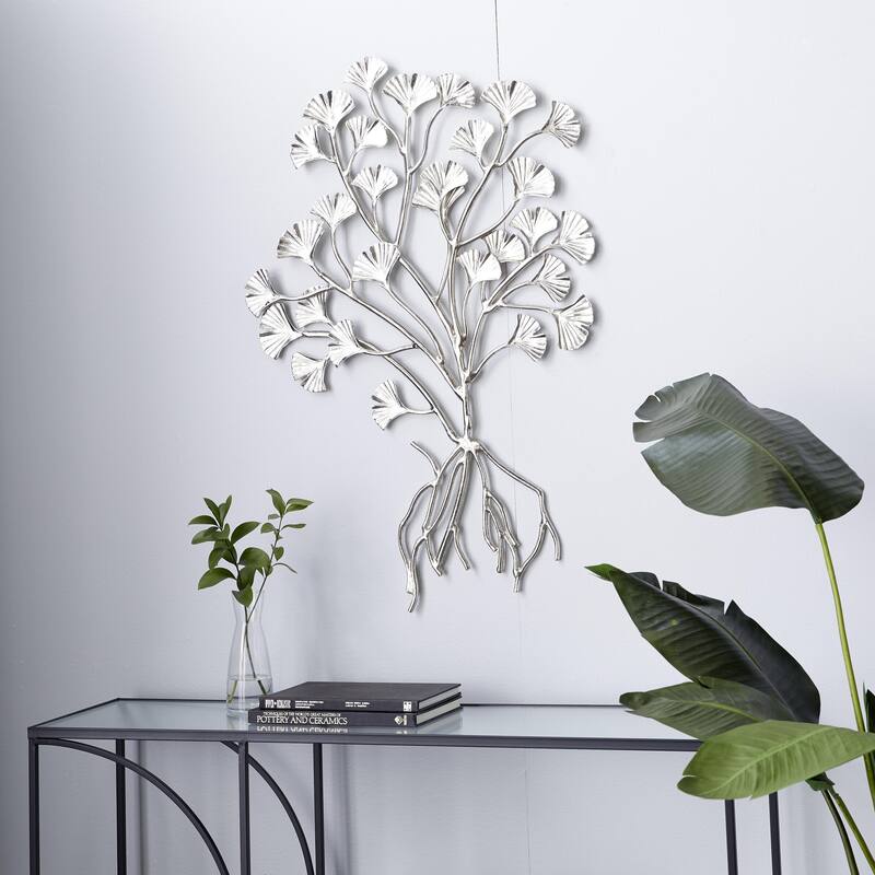 Aluminum Metal Floral Home Wall Decor - Silver - Roche River Decor