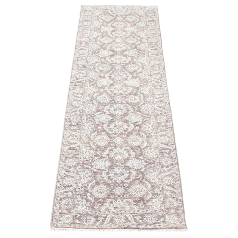 ECARPETGALLERY Hand-knotted Heritage Dark Grey Silk, Wool Rug - 2' 8" x 10'