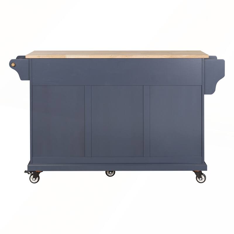 Kitchen Island with Rubber wood Countertop