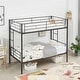 preview thumbnail 12 of 13, Metal Twin Over Twin Bunk Bed Frame with Side Ladders, 13inch Under-Bed Storage, Squeak-Resistant, Full-Length Guardrails Black