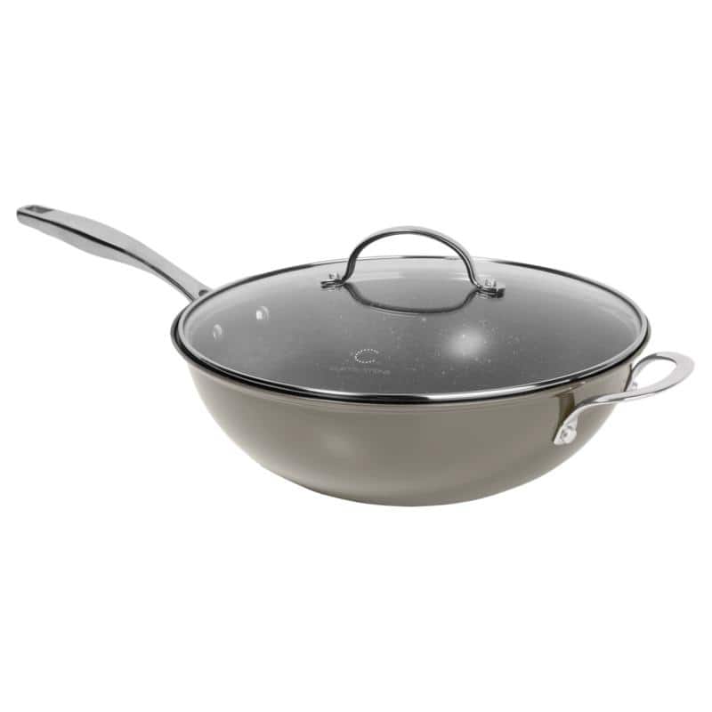 Curtis Stone Dura-Pan+ 11" Wok with Lid Refurbished - Grey
