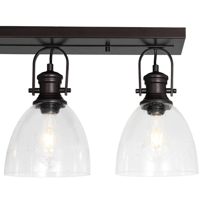 Industrial 3-Light Versatile Glass Island Semi Flush Mount Wall Light