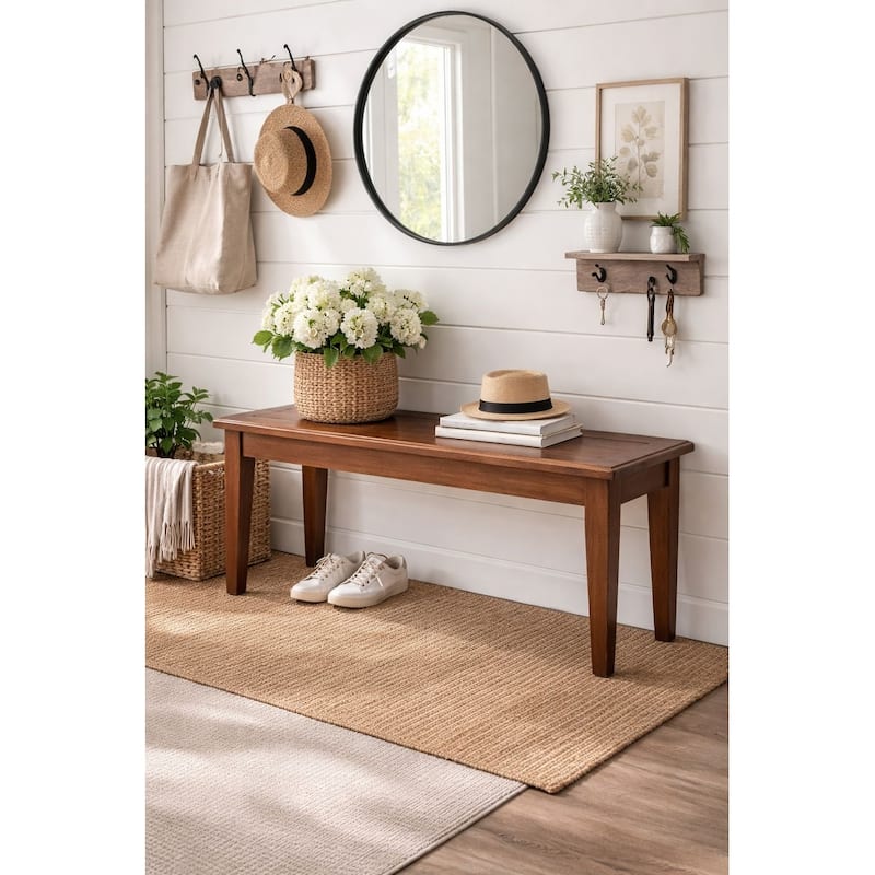 Shaker Style Solid Wood Dining Bench - Walnut