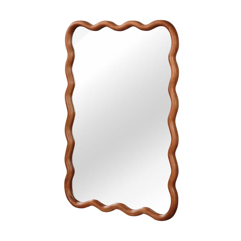 20"x30" Wavy Rectangle Solid Wood Frame Decorative Mirror