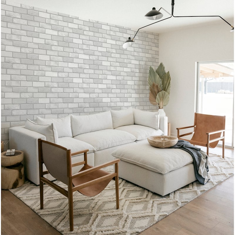 Diamond Glitter Brick Vinyl Wallpaper - 20.8 in. W x 33 ft. L