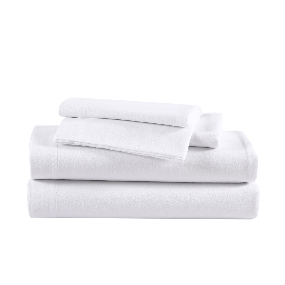 Eddie Bauer Cotton Flannel-Solids-Deep Pocket- Sheet & Pillowcase Set