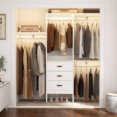 4FT Closet System with Fabric Drawers, DIY Closet Organizer with Adjustable Hanging Rods