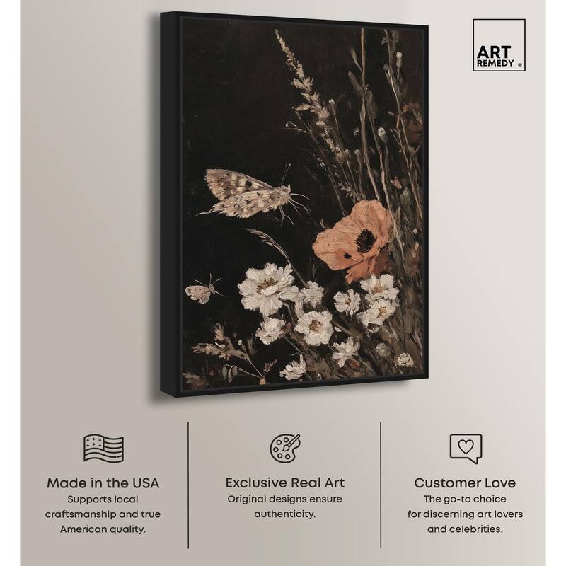 Poppy and Moth II Canvas by Art Remedy