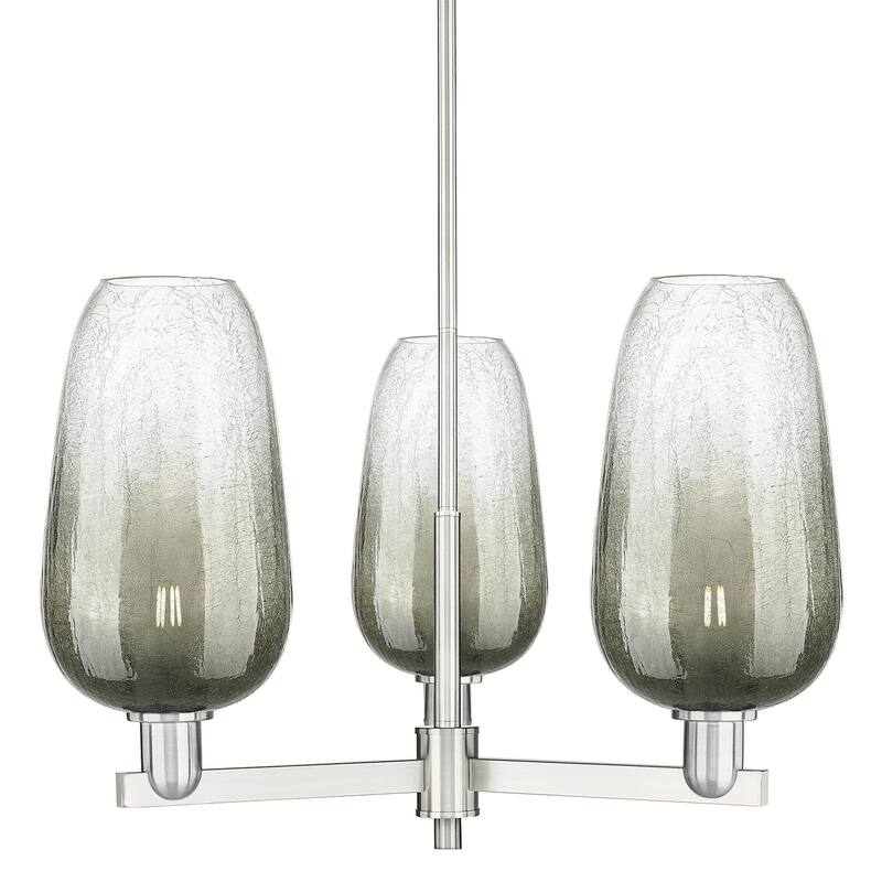 Innovations Lighting 716-3CR-17-18 Brookhaven Flute Chandelier - Satin Nickel / Slate