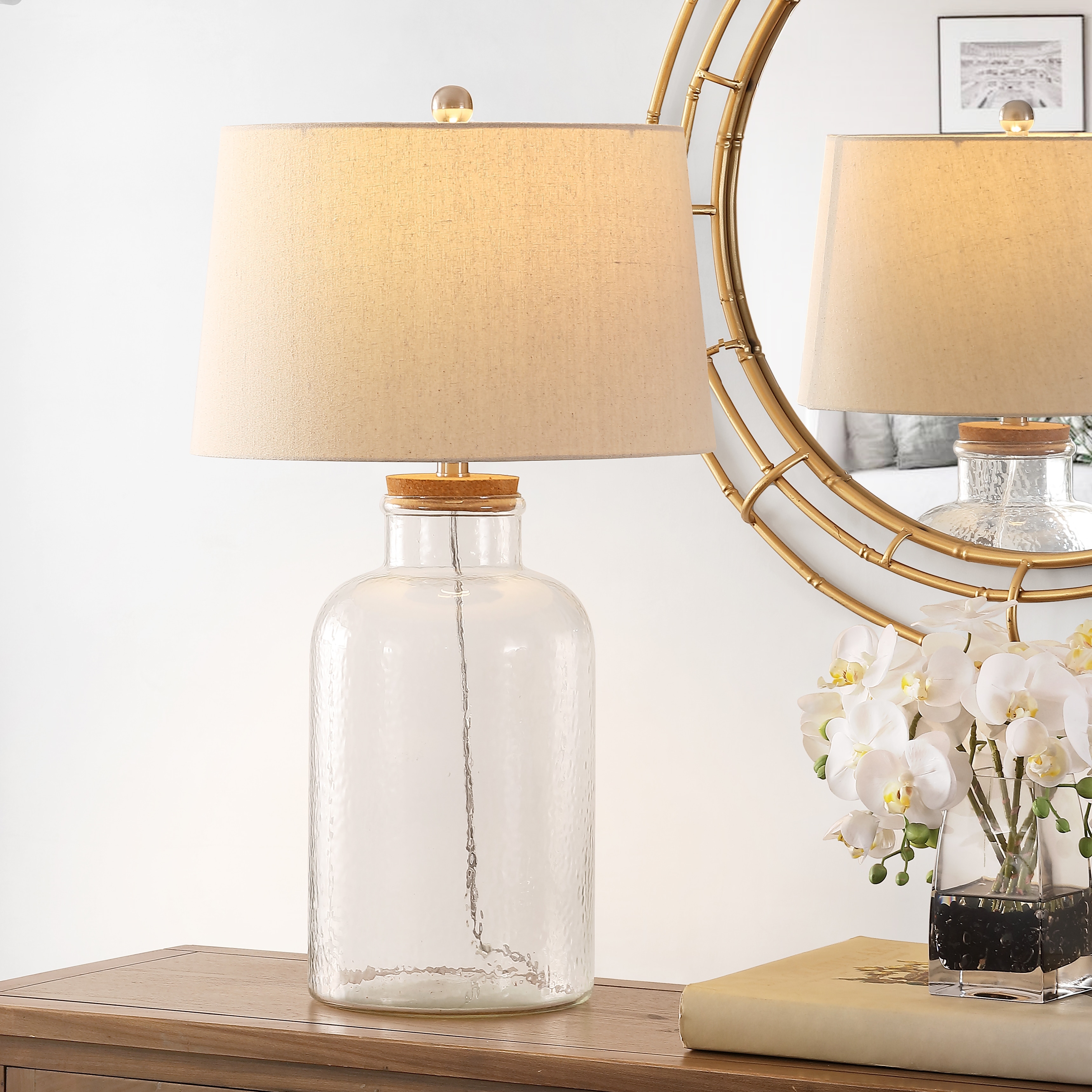 Safavieh bottle online glass table lamp